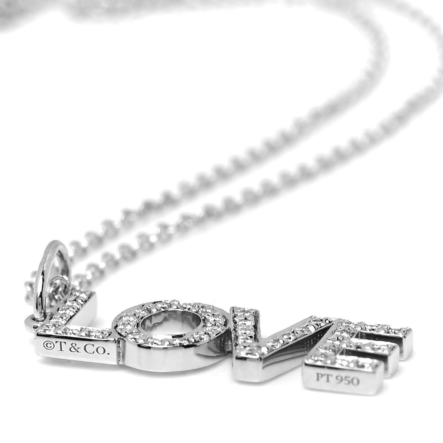 Platinum 18K White Gold Diamond Love Pendant Necklace
