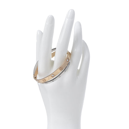 Cartier 18K Pink White Gold 12 Diamond Double LOVE Bracelet 16 2 of 6