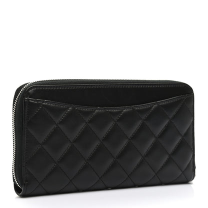 Chanel Lambskin Quilted Large Gusset Zip Around Wallet Black 3 of 10