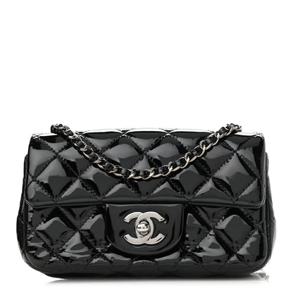Chanel Patent Calfskin Quilted Extra Mini Rectangular Flap Black 1 of 10