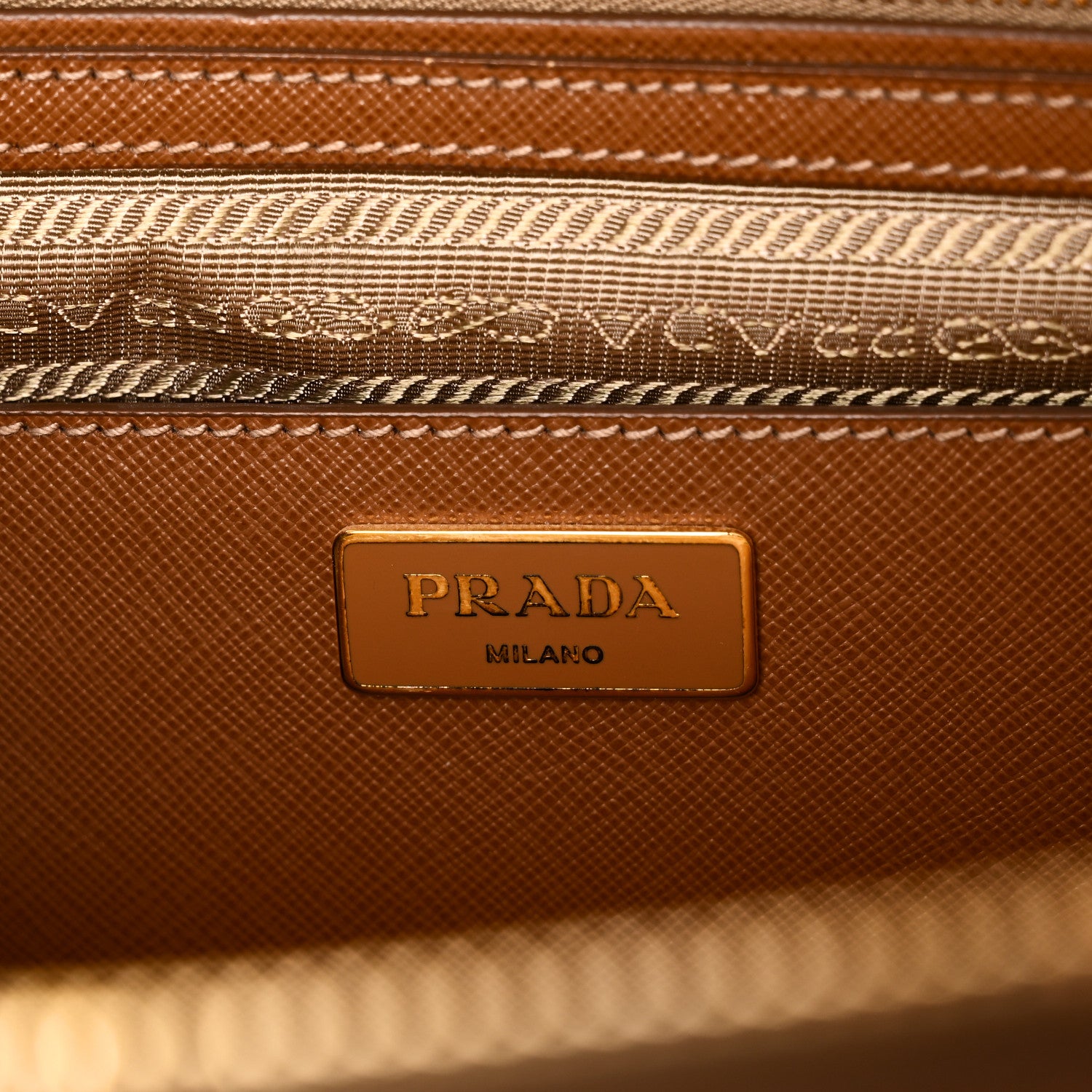 Prada Saffiano Lux Galleria Front Pocket Tote Caramel 6 of 11