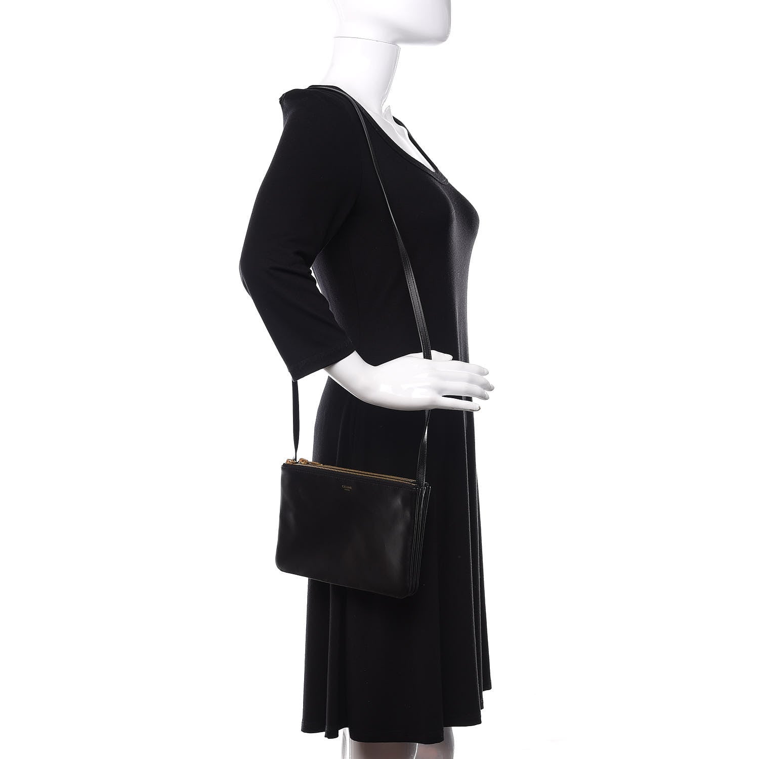 Celine Lambskin Small Trio Crossbody Bag Black 2 of 12