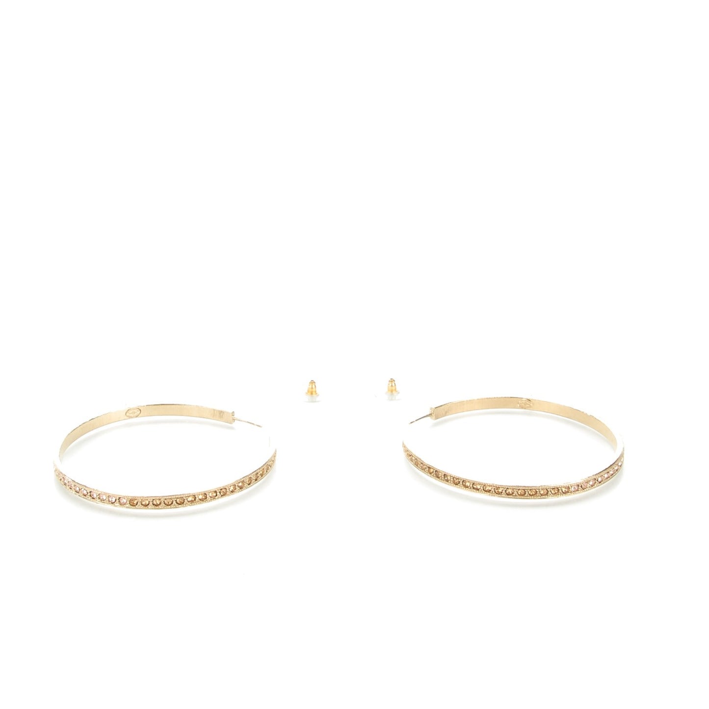 Crystal CC Hoop Earrings Gold Pale Pink