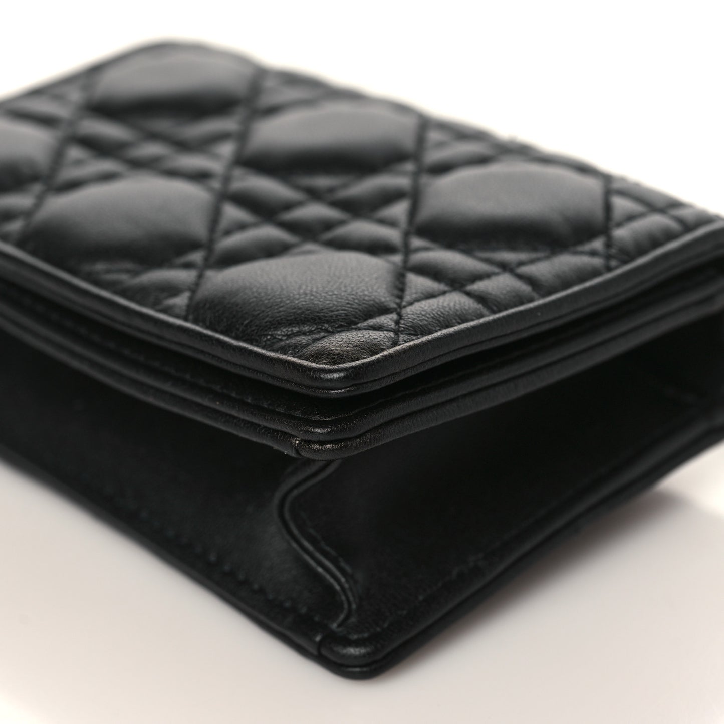 Lambskin Cannage Mini Waist Pouch on Chain Black