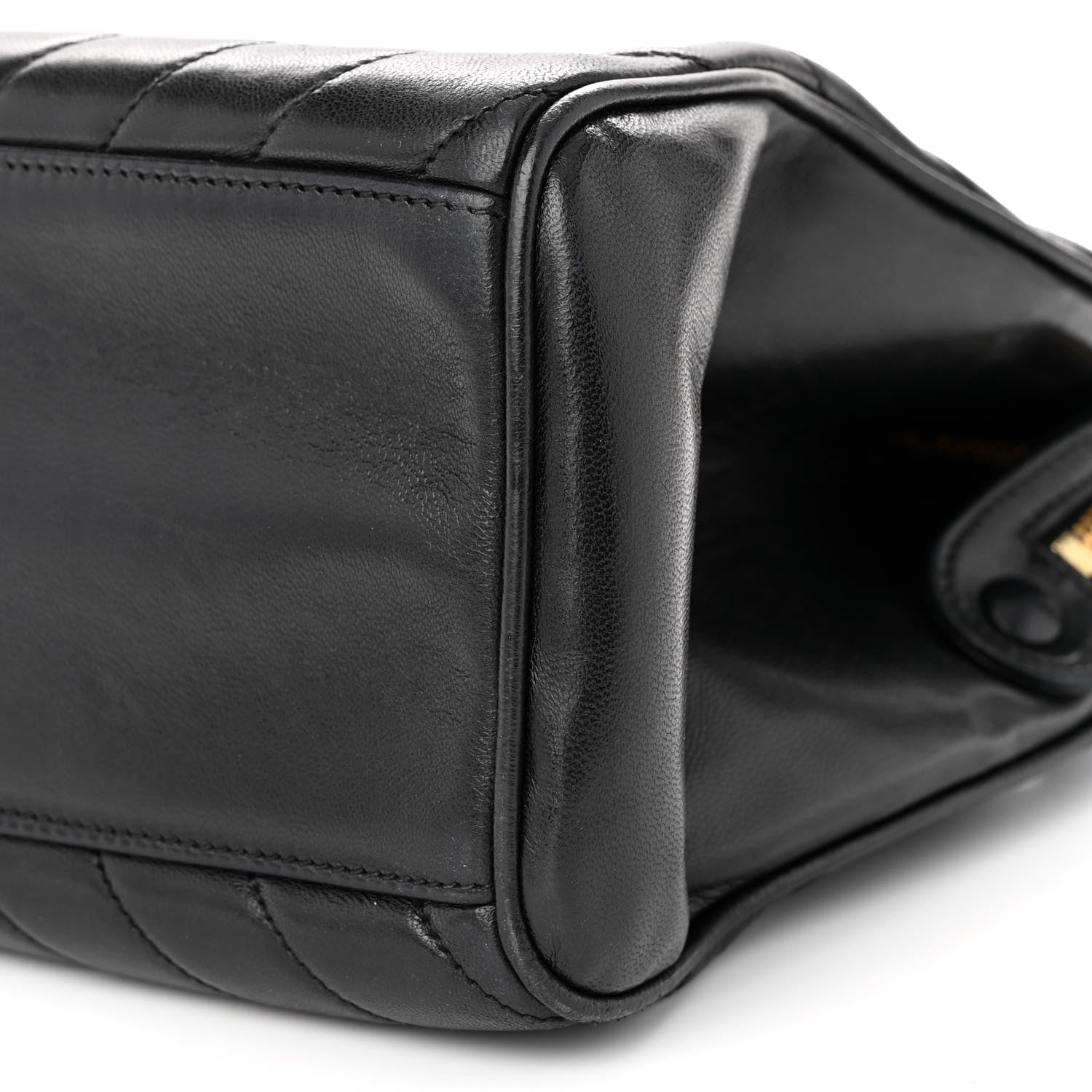 Chanel Lambskin Chevron Quilted Top Handle Bag Black 10 of 11