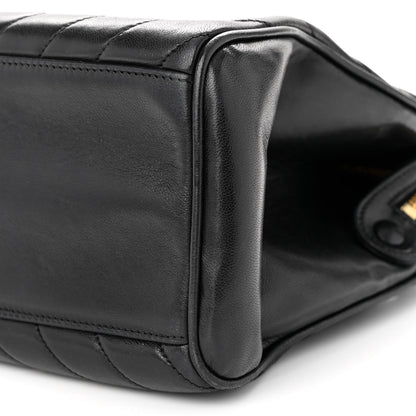 Chanel Lambskin Chevron Quilted Top Handle Bag Black 10 of 11