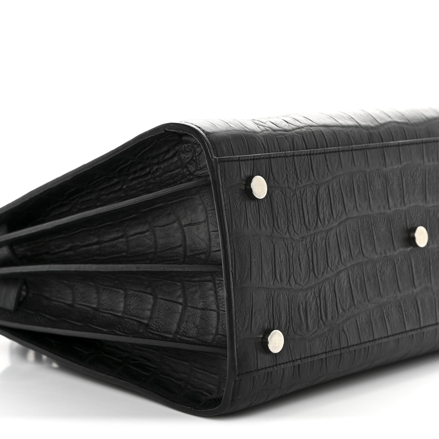 Calfskin Crocodile Embossed Small Sac de Jour Black