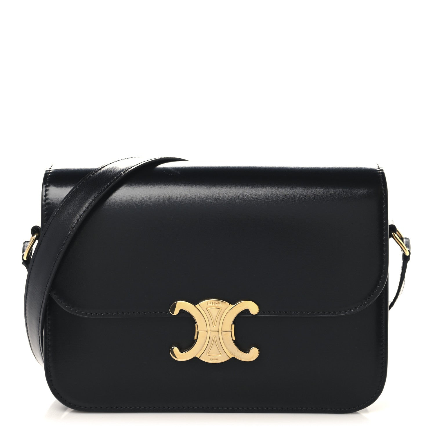 Celine Shiny Calfskin Medium Triomphe Black 1 of 12