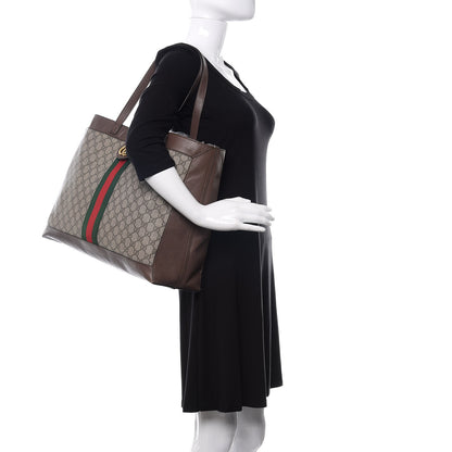 Gucci GG Supreme Monogram Web Large Ophidia Tote Brown 2 of 20
