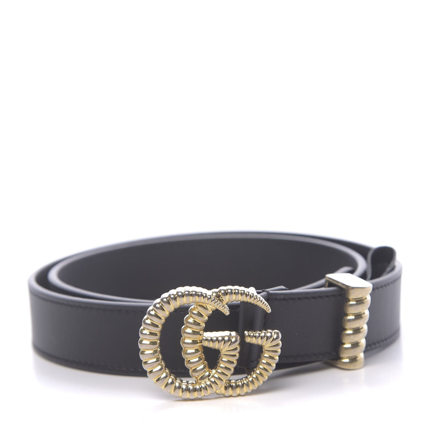 Moon Calfskin Torchon Double G 25mm Belt 75 30 Black