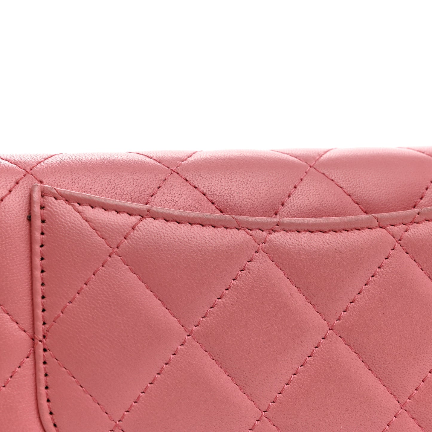 Lambskin Quilted Large Gusset Flap Wallet Pink