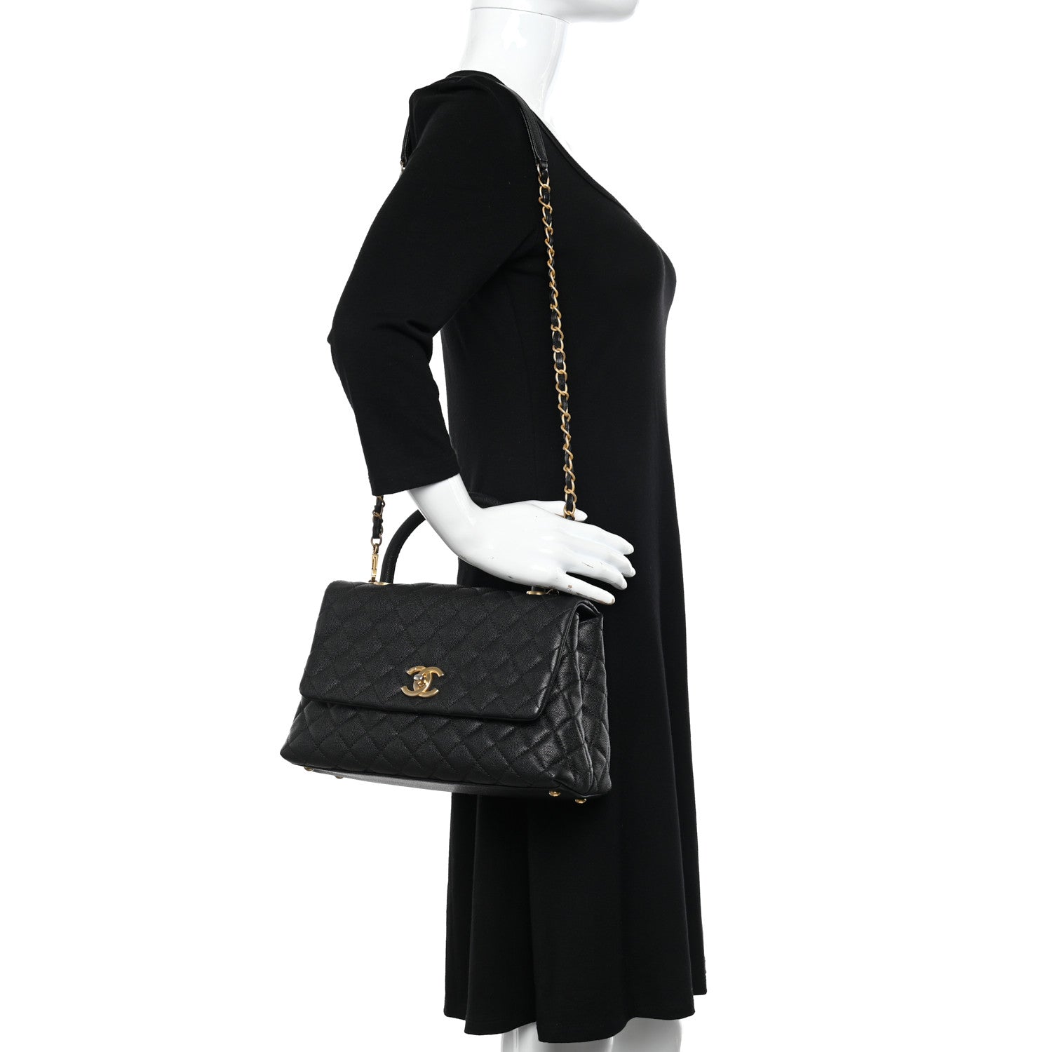 Chanel Caviar Quilted Small Coco Handle Flap Black 3 of 11