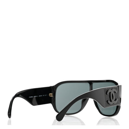 Chanel Acetate Crystal CC Shield Sunglasses 5466-B-A Black 4 of 6