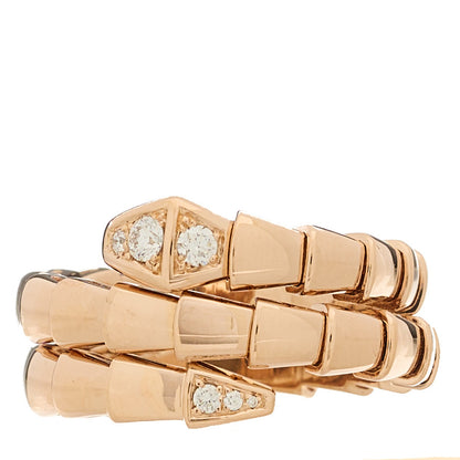 Bulgari 18K Rose Gold Diamond Serpenti Viper Wrap Ring M 1 of 6