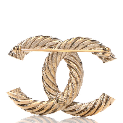 Chanel Crystal Twisted CC Brooch Light Gold 3 of 6