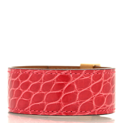 Hermes Shiny Alligator Collier de Chien CDC 24 Bracelet Rose Extreme 3 of 5