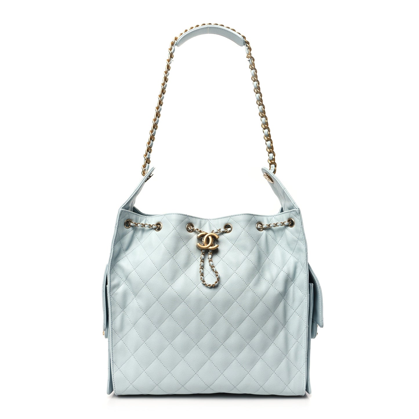 Caviar Quilted Medium Chanel 25 Handbag Light Blue