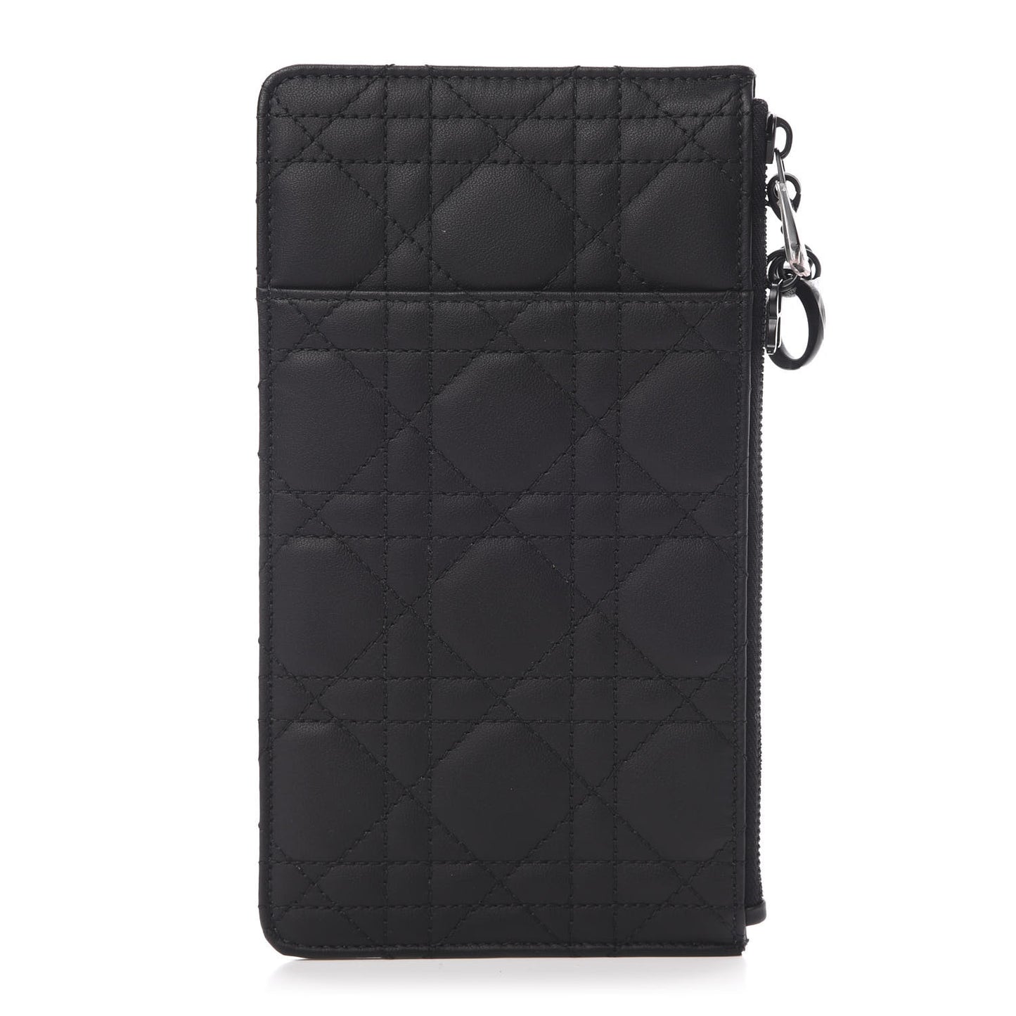 Ultra Matte Calfskin Cannage Large Lady Dior Zip Wallet Black