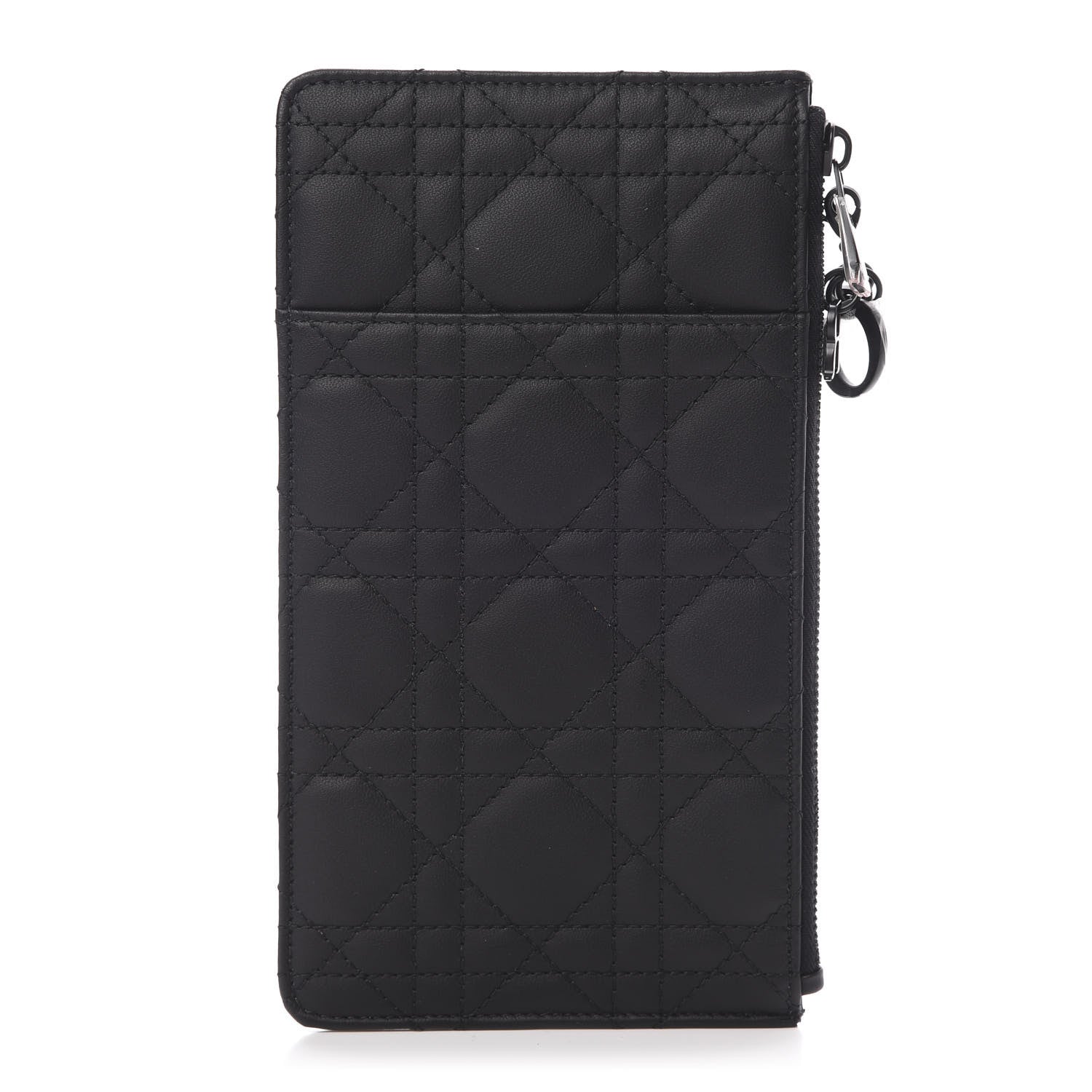 Christian Dior Ultra Matte Calfskin Cannage Large Lady Dior Zip Wallet Black 1 of 10