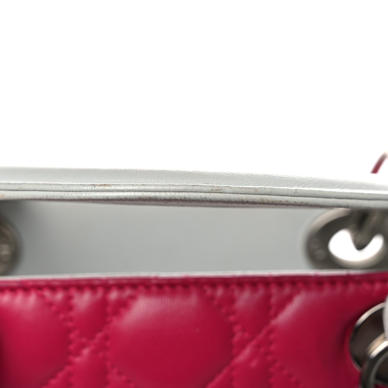 Christian Dior Lambskin Cannage Medium Tri-Color Lady Dior Fuchsia Orange 19 of 37