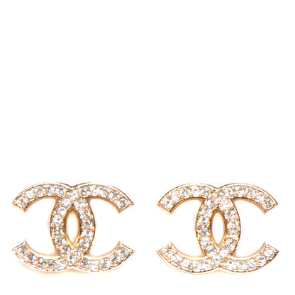 Chanel Crystal CC Earrings Gold 1 of 6
