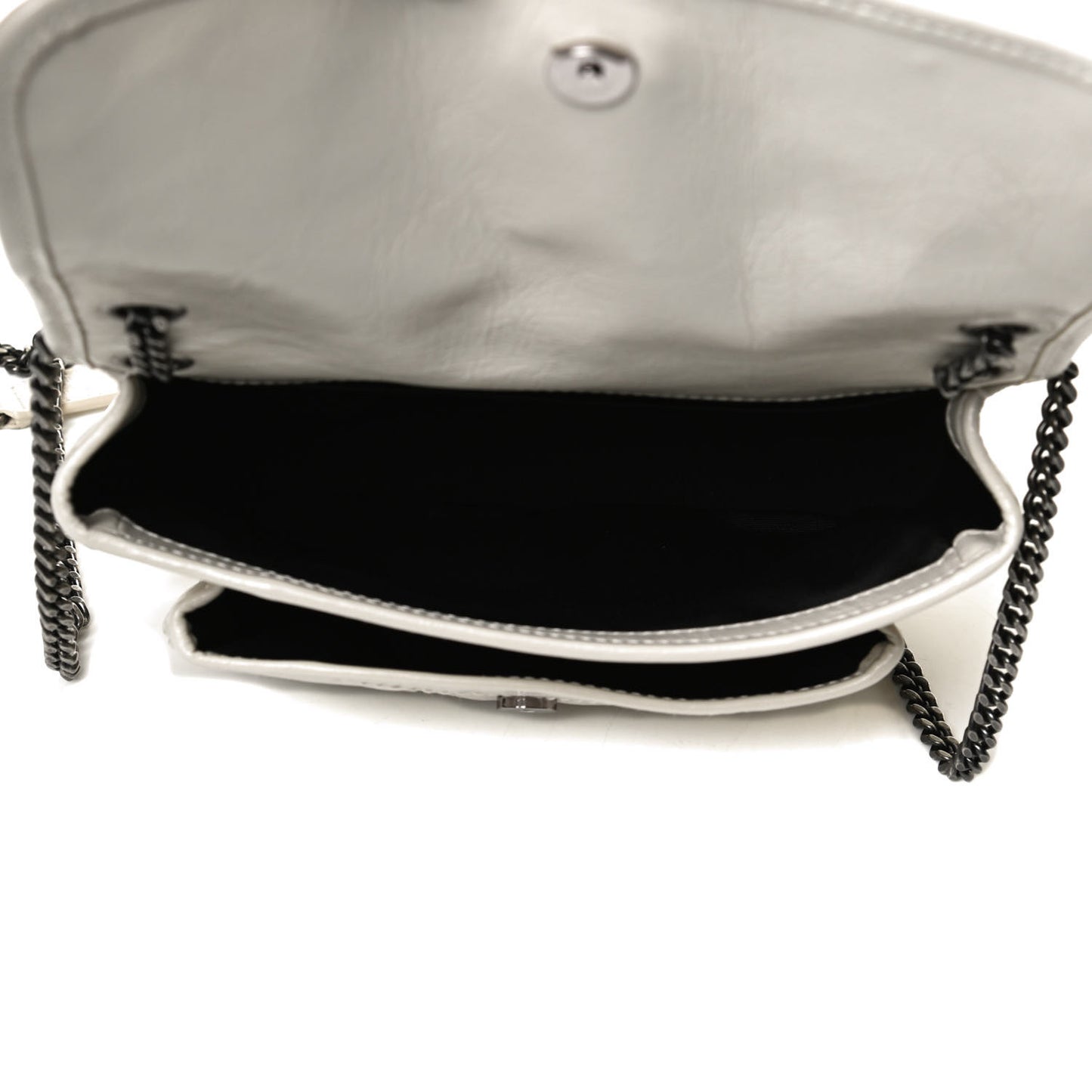Crinkled Calfskin Matelasse Monogram Baby Niki Chain Satchel Crema Soft