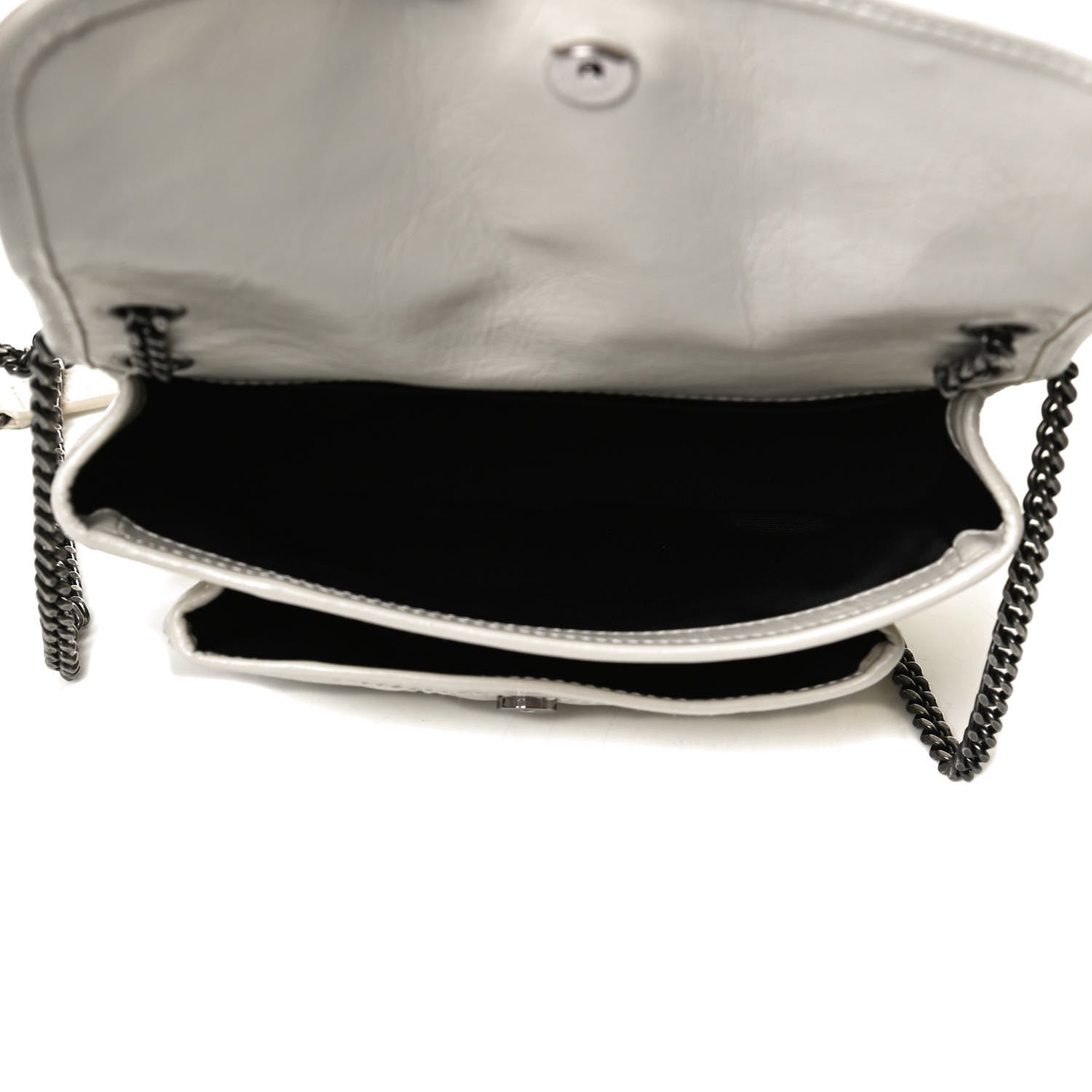 Saint Laurent Crinkled Calfskin Matelasse Monogram Baby Niki Chain Satchel Crema Soft 5 of 14