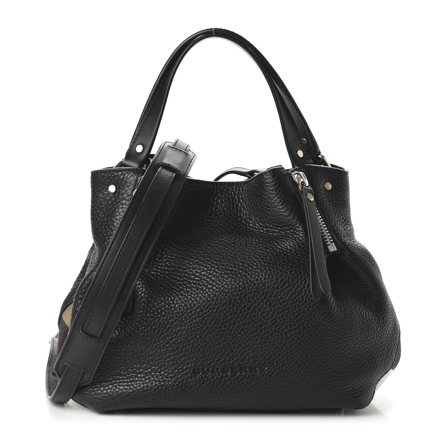 Grainy Calfskin House Check Small Maidstone Black