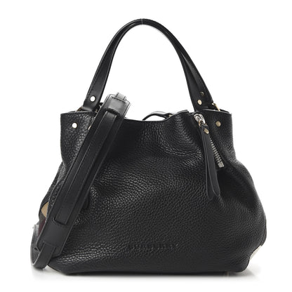 Burberry Grainy Calfskin House Check Small Maidstone Black 1 of 11