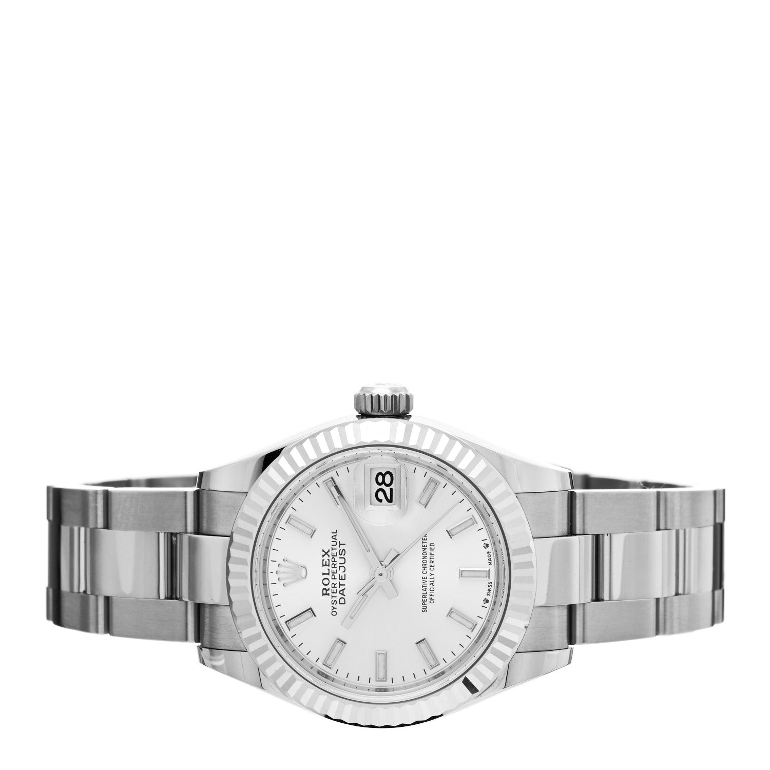 Rolex Stainless Steel 18K White Gold 28mm Oyster Perpetual Datejust Watch Silver 279174 2 of 5