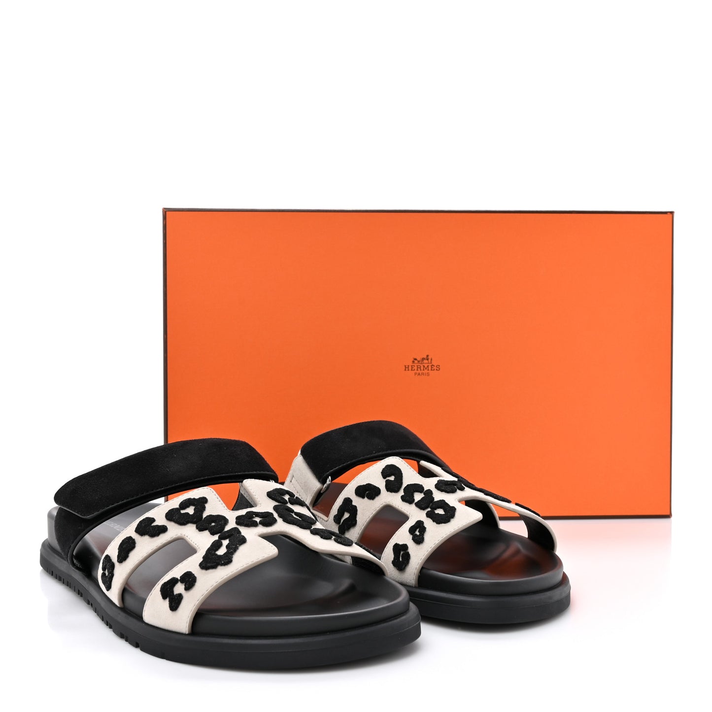 Suede Goatskin Womens Leopard Chypre Sandals 40 Beige Esquisse Black