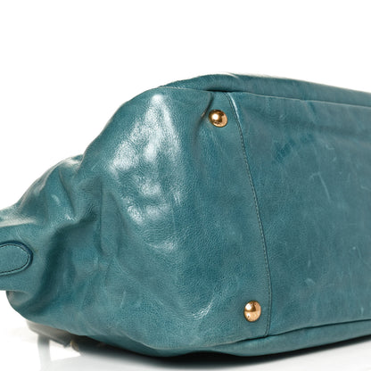 Prada Glace Calfskin Shopping Tote Blue 9 of 12
