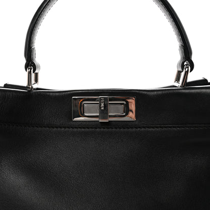 Fendi Vitello Seta Snakeskin Crocodile Monster Eyes Medium Peekaboo Iconic Satchel Black Girasole 6 of 8