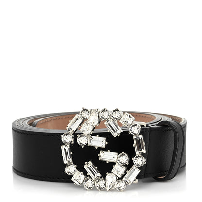 Gucci Calfskin Crystal Interlocking G Belt 105 42 Black 1 of 8