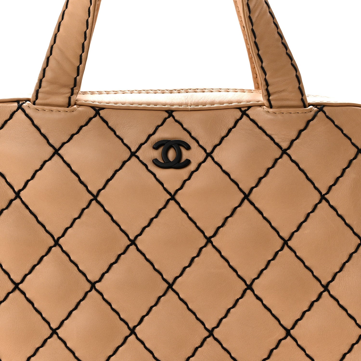 Chanel Calfskin Wild Stitch Vertical Top Handle Bag Beige 7 of 9