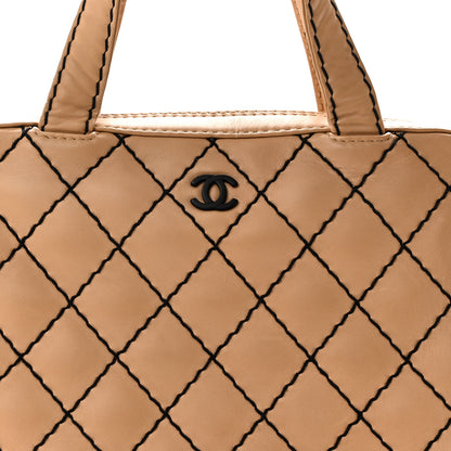 Chanel Calfskin Wild Stitch Vertical Top Handle Bag Beige 7 of 9