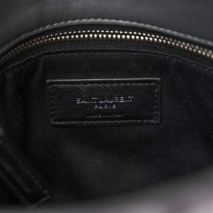 Saint Laurent Crushed Velvet Quilted Small Loulou Puffer Monogram Chain Satchel Cloud Grey 7 of 10
