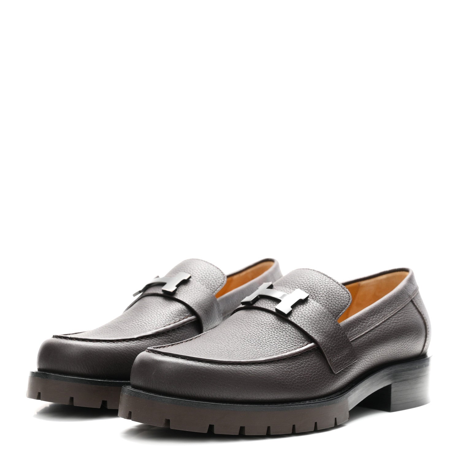 Hermes Taurillion Womens Gregoire Loafers 41 Marron Ebene 4 of 10