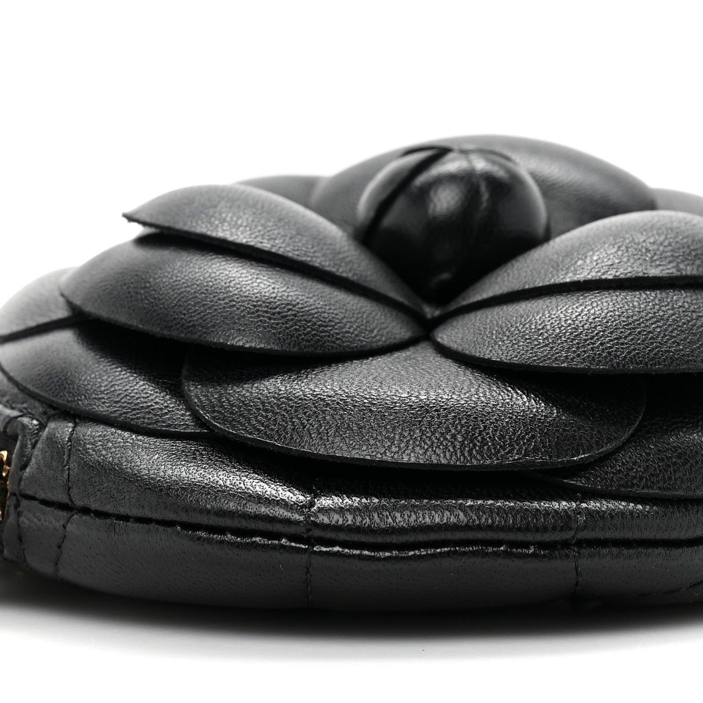 Lambskin Mini Camellia Bouquet Clutch With Chain Black