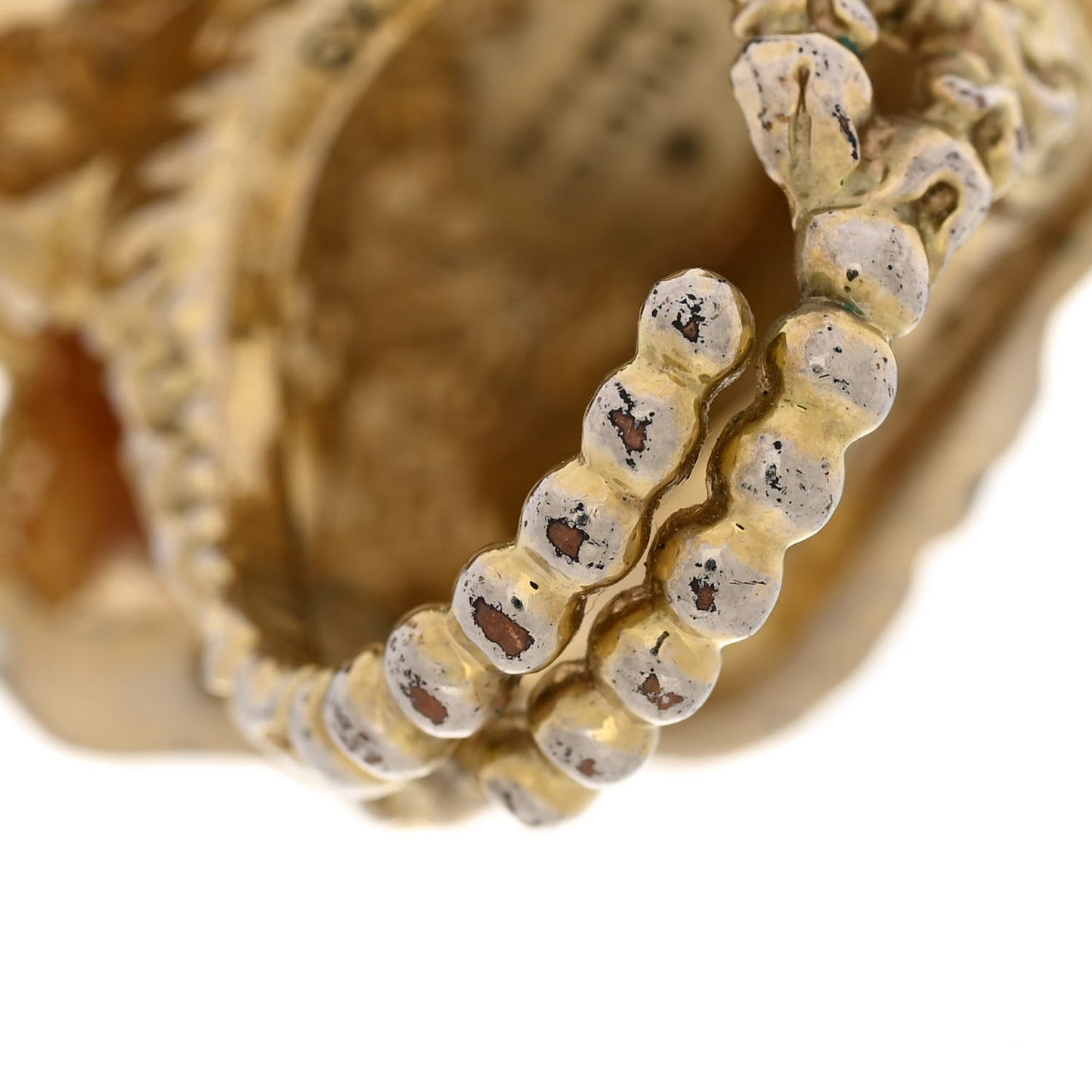 Metal Crystal Lion Head Ring XS Aged Gold Multicolor