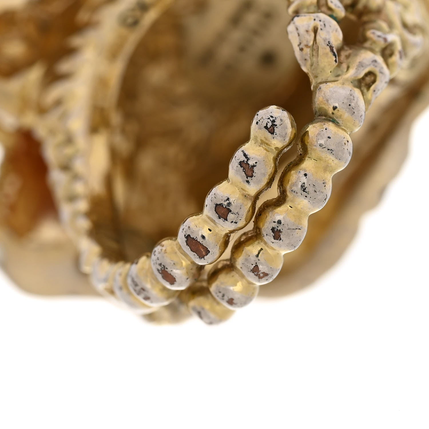 Gucci Metal Crystal Lion Head Ring XS Aged Gold Multicolor 8 of 8