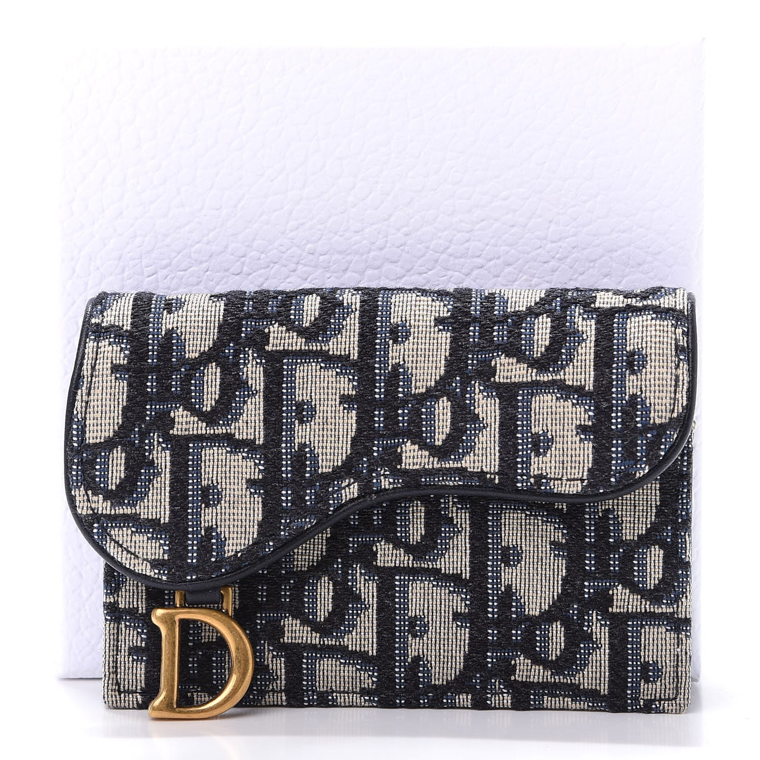 Christian Dior Oblique Saddle Card Holder Blue 9 of 9