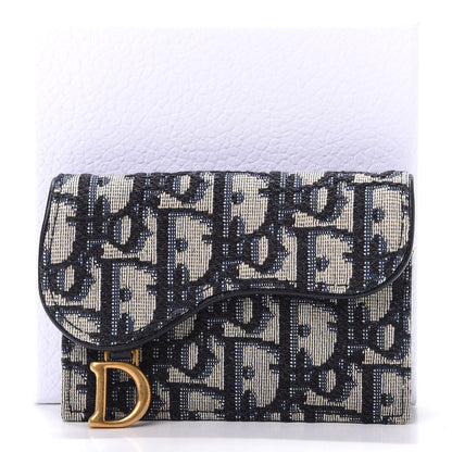Christian Dior Oblique Saddle Card Holder Blue 9 of 9