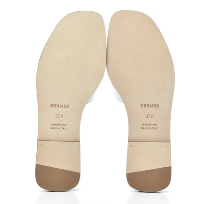 Hermes Box Calfskin Oran Sandals 37.5 White 7 of 7