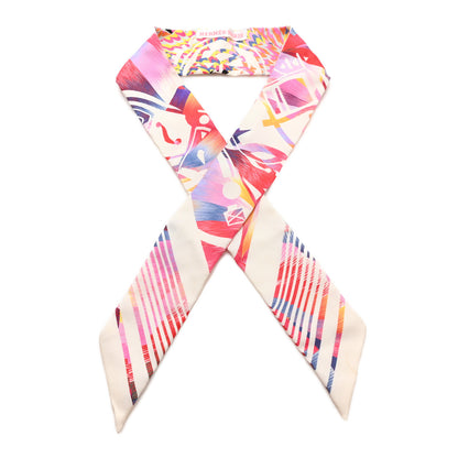 Hermes Silk Ex-Libris Marble Twilly Rose White Bleu 1 of 3