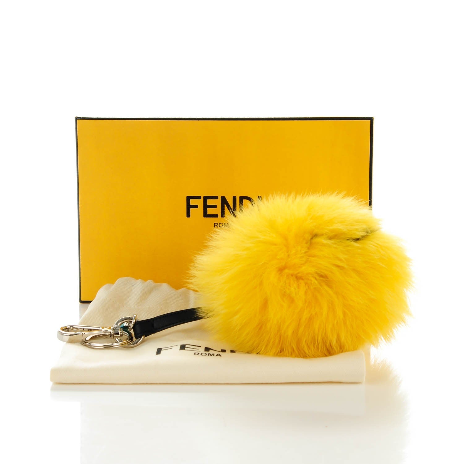 Fendi Fox Fur Smiley Bag Charm Yellow 5 of 5