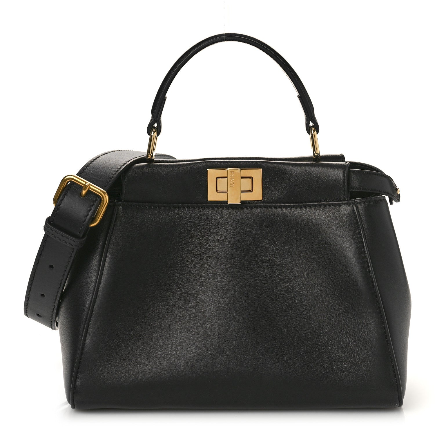 Fendi Nappa Stacked Bar Mini Peekaboo Iconic Satchel Black 1 of 9