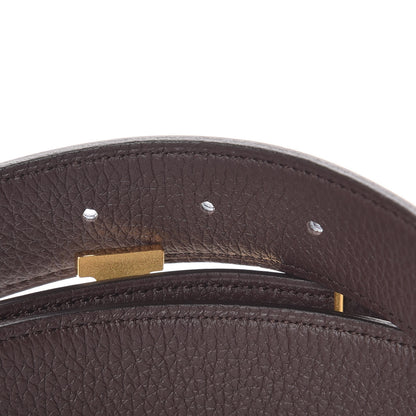 Hermes Box Togo 32mm Guilloche H Belt 85 Black Chocolate 5 of 6