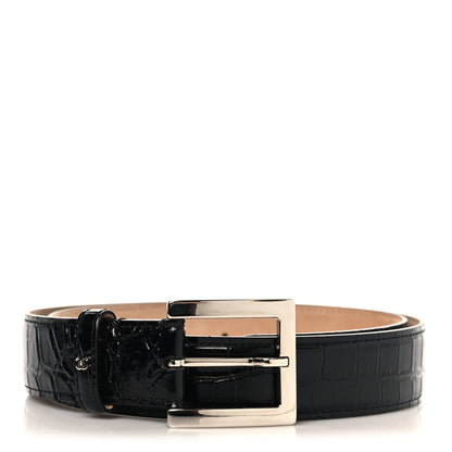 Chanel Crocodile Embossed Calfskin Belt 75 30 Black 1 of 6