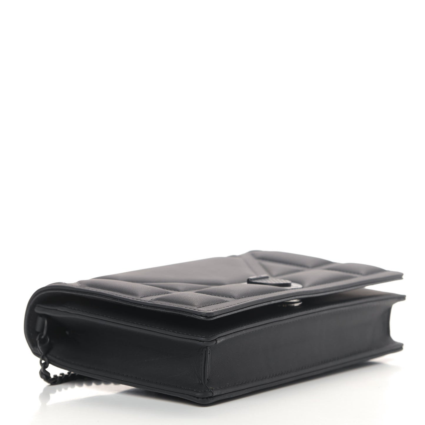 Ultra Matte Calfskin Diorama Wallet on Chain Pouch Black